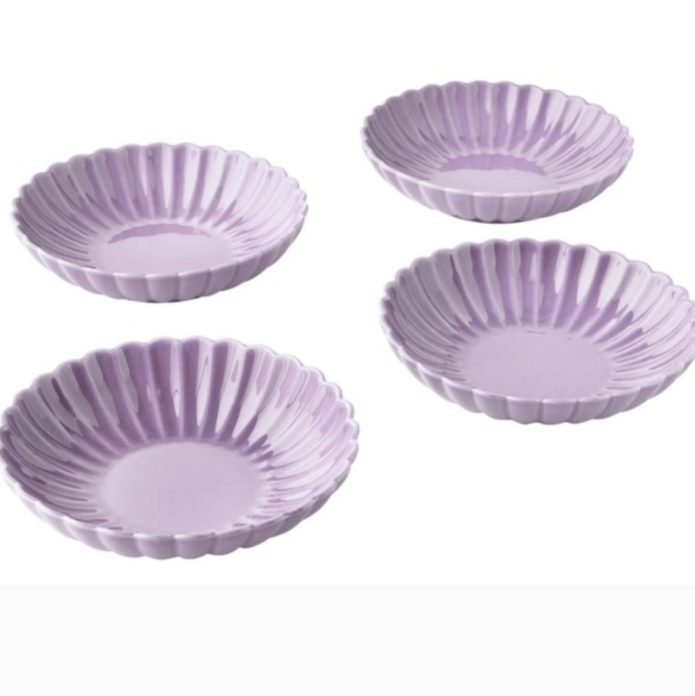 ❤️ New 4-Piece Pioneer Woman Colette Purple Scalloped Pasta Bowls